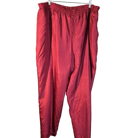 Vintage 2X Premium 100% Silk Red Pull On Pants/Trousers [0460] - Picture 1 of 10